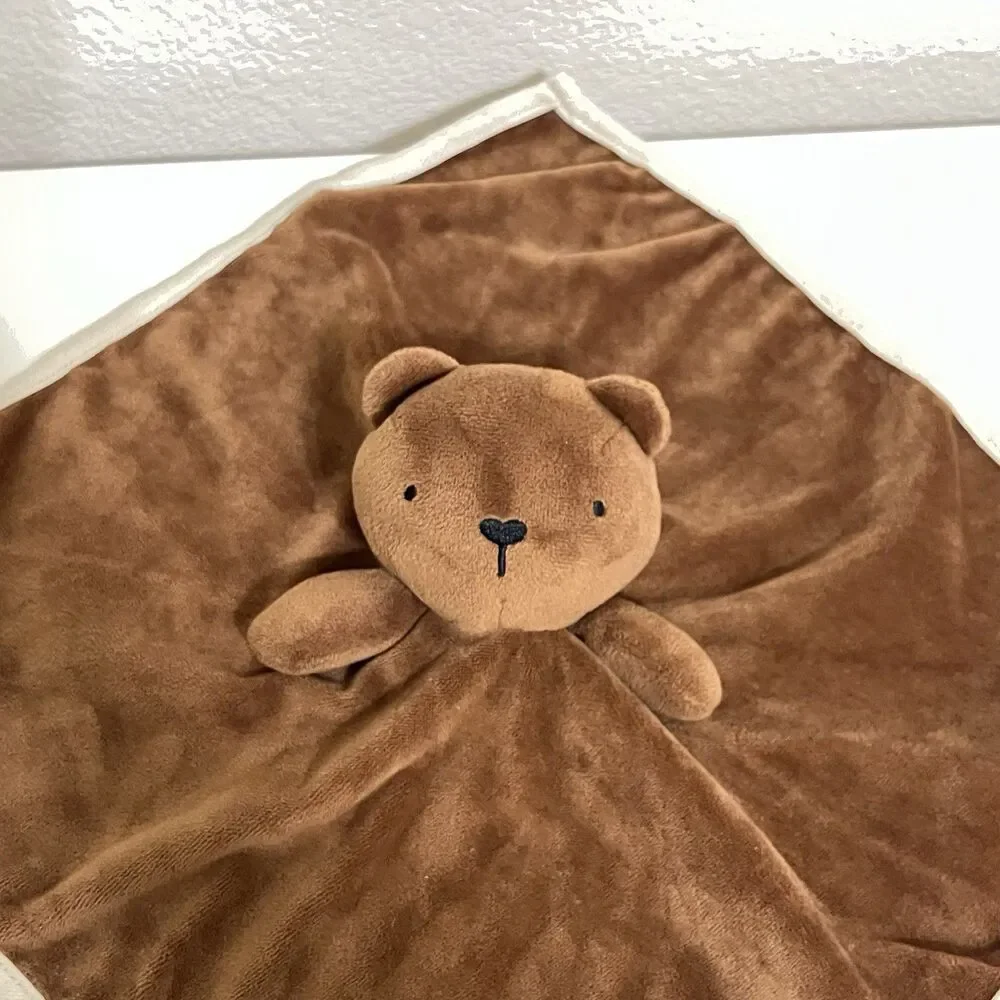 G & W Kids Brown Teddy Bear Velour Security Blanket Lovey Lovie Blankie